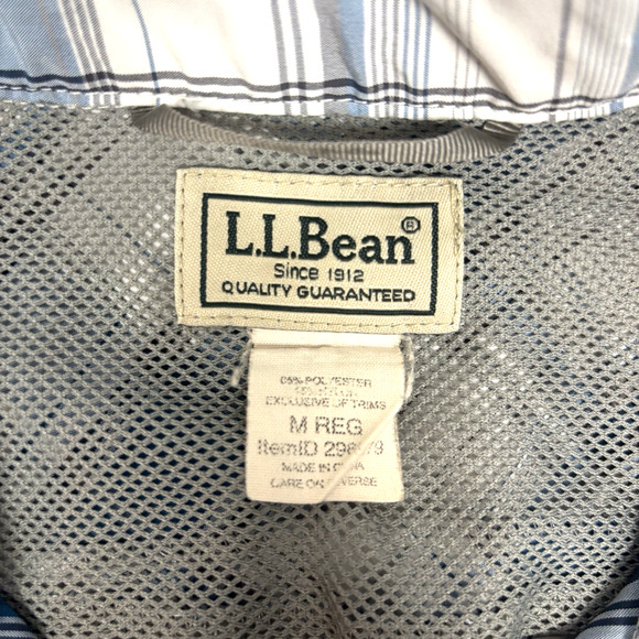 LL Bean Mens Medium Regular Shirt Blue Fishing Hiking Vented - Picture 4 of 5